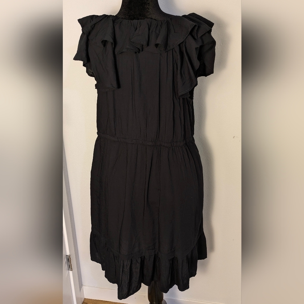 Old Navy Black Maternity Waist-Defined Ruffle-Trim Mini Dress Bohemia Sz XL NEW - Picture 10 of 15